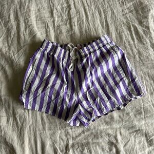 Urban Outfitters Purple White Striped Drawstring Shorts